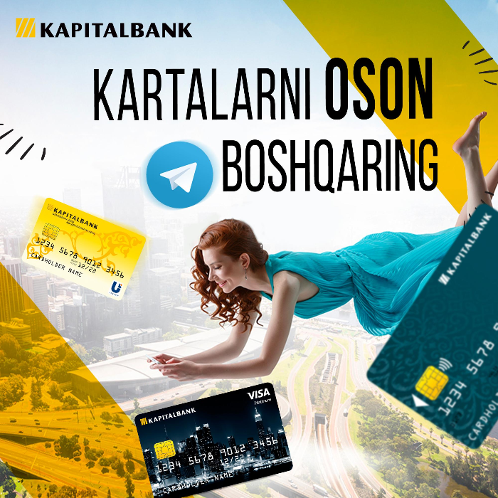 "Kapitalbank" telefoningizda, shundoqqina Telegram'da.