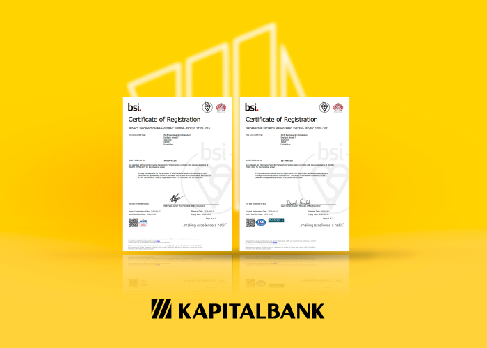 Kapitalbank axborot xavfsizligini boshqarish bo‘yicha xalqaro sertifikatsiyadan muvaffaqiyatli o‘tdi